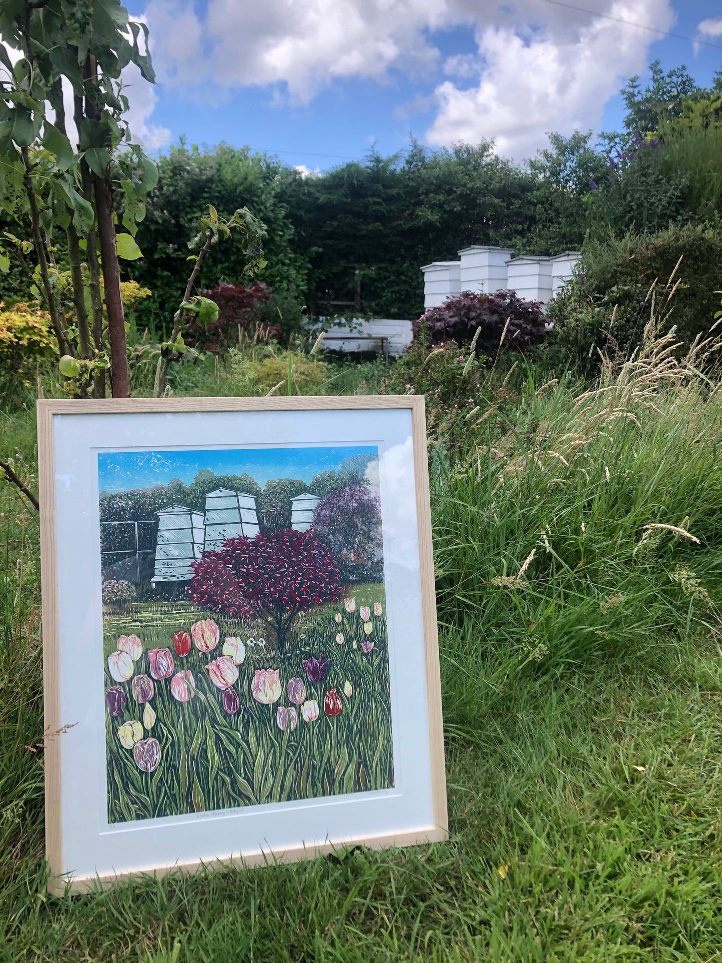 "Garden Apiary & Tulips"